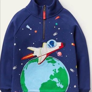 MWT Mini Boden Cosy Appliqué Half-zip Sweater